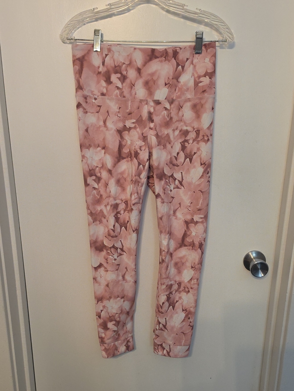 High-Rise Pink Floral Print Women's Leggings